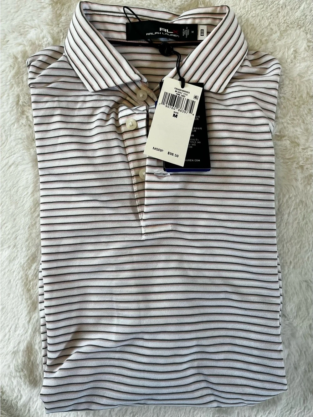 Ralph Lauren RLX Men’s White Striped Polo Shirt